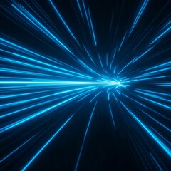 Obraz premium Abstract blue glowing lines radiating outwards, suggesting speed and technology.