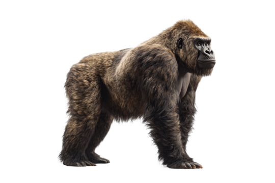 Gorilla power pose isolated on transparent background