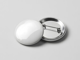 Blank round button badge mockup front and back isolated on clean background for branding and design.