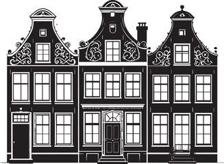  Old Town Amsterdam Home Silhouette Vector Illustration