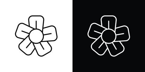 Stylized Flower Icon Isolated on White and Black Backgrounds