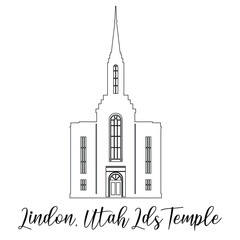 Obraz premium Lindon Utah LDS Temple sketch, Church Clipart, Religious Cricut 
