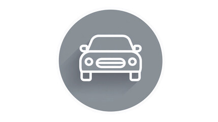 Car icon white line on gray solid flat vector style