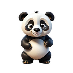 Obraz premium Cute cartoon panda character standing and smiling, showcasing a friendly demeanor and whimsical design perfect for children's art and animations