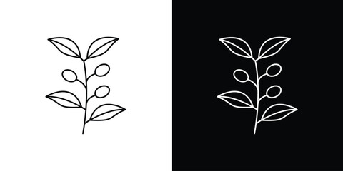 Simple Plant Branch Illustration, Isolated on White Background