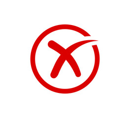 Obraz premium Red cross mark symbol inside a circle representing error, denial, rejection, incorrect choice, failure, negative decision, prohibition, and task cancellation concept