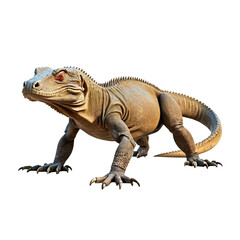 Obraz premium Realistic depiction of a large lizard species exploring a rocky environment during daylight hours