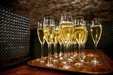 glasses of champagne on a table