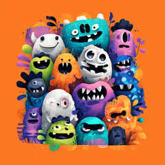 Colorful Cartoon Halloween Background with Playful Shapes