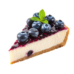 Delicious blueberry cheesecake with fresh mint, dessert, sweet treat