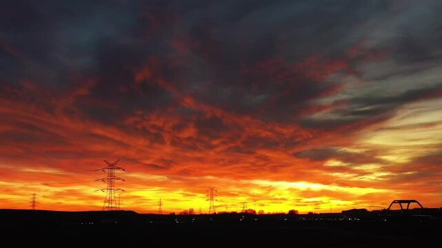 Gdansk South junction on the new Tricity metropolitan ring road at sunset. Poland