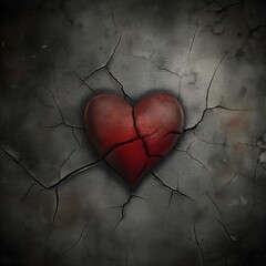 Cracked Heart on Concrete Wall