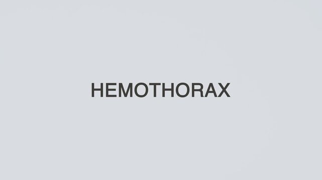 Hemothorax concept word hand holding stethoscope on white background for chest bleeding monitoring, respiratory care, treatment, prevention, wellness, and hemothorax awareness