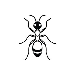 Fototapeta premium Simple line art illustration of an ant with clear design elements silhouette vector 