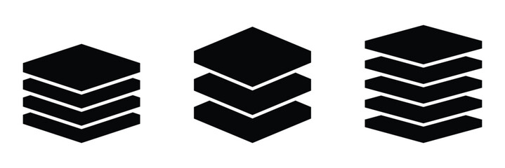 Layers vector icon set, Layers icon set. multiple fabric material levels vector symbol. Set of layer icons. Vector isolated illustration. Layers icon collection. Icons of layers stack. Logos of paper © Oliver Vandenberg