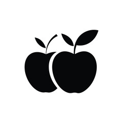 Silhouette of Two Apples With Leaves, Symbolizing Health and Freshness