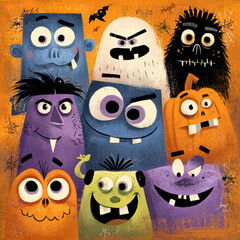 Colorful Cartoon Halloween Background with Playful Shapes