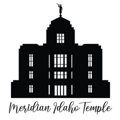 Obraz premium Meridian Idaho LDS Temple Silhouette, Religious vector, Church Illustration 