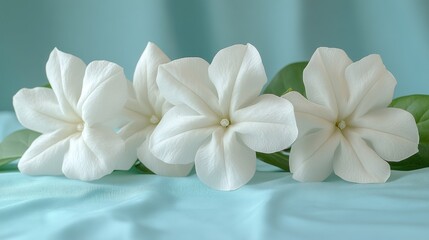 Fototapeta premium Serene White Moonflowers on Aqua Silk