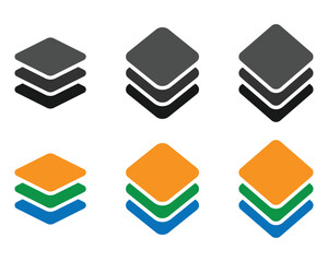 Layers icon set. Vector layers icon. Canvas icon. Layer sign icon, layers, levels, tiers, sheets icons. Fabric floor layers symbol, layers icon, vector icon with editable stroke