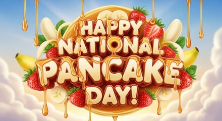 Celebrate national pancake day with a stack of delicious pancakes and fresh fruit toppings