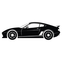 Fototapeta premium Black sports car isolated on white background with shiny luxury design
