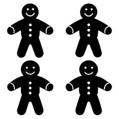 Gingerbread Silhouette Vector, Gingerbread Man Silhouette Vector, Gingerbread Girl Silhouette Vector