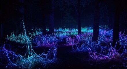Mystical glowing forest