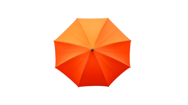 Orange umbrella top view isolated on a transparent background