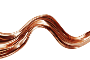 A flowing, copper-hued liquid ribbon against a black backdrop