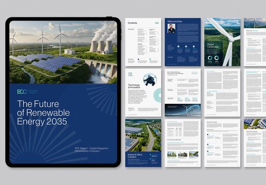 Digital Brochure & Ebook Template with Renewable Energy & Environmental Theme