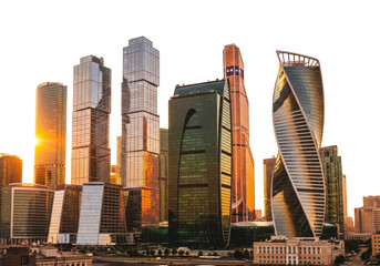 Fototapeta premium Modern cityscape at night featuring illuminated skyscrapers and architectural marvels transparent background