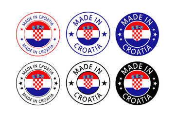 Croatia Made in Stamp in circle with flag Vector template on white background