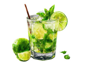 Vibrant illustration of a Mojito cocktail (1)
