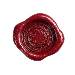 Deep crimson wax seal, intricate design