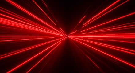 Fototapeta premium Red Light Speed: A mesmerizing display of red light trails, radiating from a central point in a captivating, high-speed artistic visual.