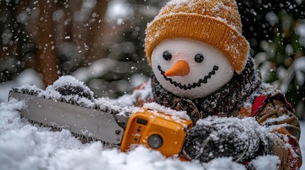 Snowman Lumberjack: A Winter Wonderland Chainsaw Adventure