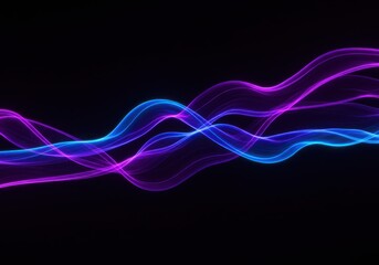 Naklejka premium Vibrant Light Waves Abstract Background with Purple and Blue Glow
