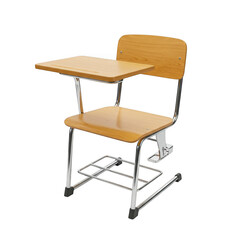 Vintage school desk chair with attached writing tablet isolated on transparent background