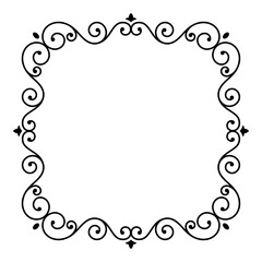 Elegant black decorative frame with ornate scrollwork border suitable for invitations or cards