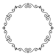 Elegant black decorative frame with ornate scrollwork border ideal for invitations and cards
