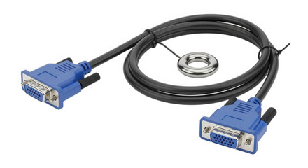 Vga cable connector blue black isolated on transparent background