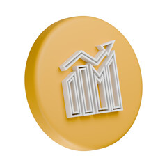 3D bar graph chart icon in yellow background