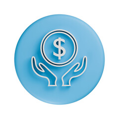 money icon with hand in blue background