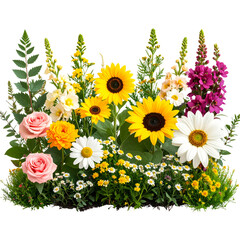  Various types of flowers grass bushes shrub and small plants isolated Transparent background png 