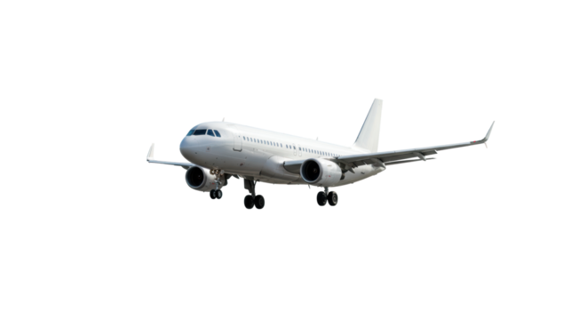 Sleek white twin-engine jet, landing gear extended, on blurred airport runway. Dynamic eye-level shot, bright natural daylight, subtle motion blur, strong forward momentum, global connectivity concept