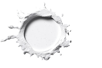 Obraz premium Abstract white splash, circular, textured. A?whitish,?splashy?circular?form?on?a?black?background.?The?texture?is?raised,?irregular
