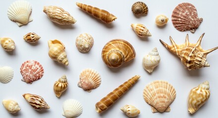 Seashells on white background