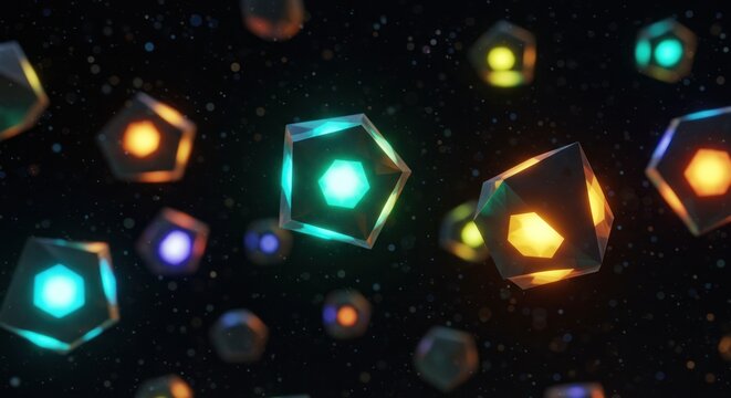 Colorful geometric shapes in space - Powered by Adobe
