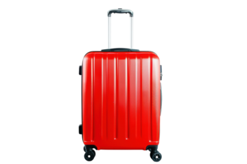 Red upright suitcase for travel, vacations, and business trips